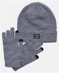 Ανδρικό Σετ με Σκούφο Πλεκτό Grey Melange Jack & Jones