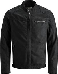 12147218 Ανδρικό Μπουφάν Από Δερματίνη Biker Μαύρο Jack & Jones