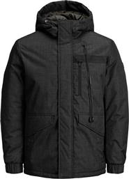 Jack & Jones Casual Σκούρο Γκρι Μπουφάν Με Κουκούλα 12139447 από το Buldoza