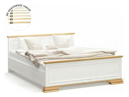 Jaden Κρεβάτι Υπέρδιπλο για Στρώμα 160x200cm Golden Oak / Λευκό Antique - Pakketo