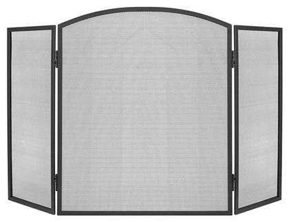 8787 Μεταλλικό Προστατευτικό Τζακιού με 3 Φύλλα 118x28x76.5cm Μαύρο Kaminer
