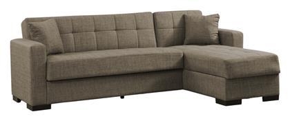 Kansos Γωνιακός Καναπές Κρεβάτι 235x150x80εκ. Καφέ - Pakketo