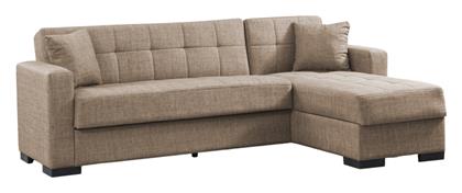 Kansos Γωνιακός Καναπές Κρεβάτι Μπεζ 235x150x80εκ. Pakketo