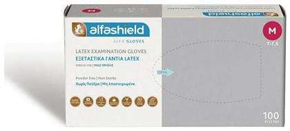 Alfashield Alfa Gloves Γάντια Λάτεξ Χωρίς Πούδρα σε Λευκό Χρώμα 100τμχ Karabinis Medical