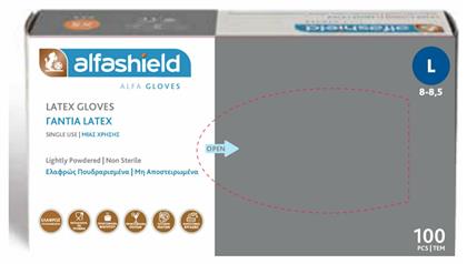 Alfashield Alfa Gloves Γάντια Λάτεξ Με Πούδρα σε Λευκό Χρώμα 100τμχ Karabinis Medical