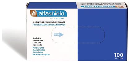 Alfashield Alfa Gloves Γάντια Νιτριλίου Χωρίς Πούδρα σε Μπλε Χρώμα 100τμχ Karabinis Medical