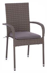 Καρέκλα Εξωτερικού Χώρου Rattan Γκρι με Μαξιλάρι 56x60x94εκ. HomeMarkt