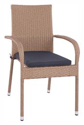 Καρέκλα Εξωτερικού Χώρου Rattan Καφέ με Μαξιλάρι 56x60x94εκ. HomeMarkt