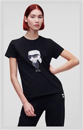 Γυναικείο T-shirt Μαύρο με Στάμπα Karl Lagerfeld