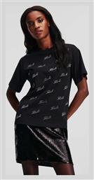 Rhinestone Γυναικείο T-shirt Μαύρο. Karl Lagerfeld