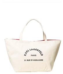 Rue St-Guillaume Γυναικεία Τσάντα Shopper Ώμου Λευκή Karl Lagerfeld