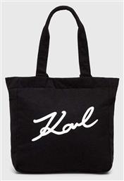 Signature Γυναικεία Τσάντα Shopper Ώμου Μαύρη Karl Lagerfeld