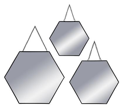 Καθρέπτης Τοίχου με Μαύρο Μεταλλικό Πλαίσιο 19.8x17.25cm 3τμχ - Spitishop