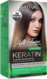 Kativa Keratin Anti-Frizz Xtra Shine Straightening without Iron Σετ Θεραπείας Μαλλιών με Κερατίνη για Ισιωτική, με Σαμπουάν και Μάσκα 3τμχ