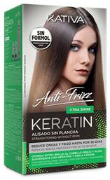 Keratin Anti-Frizz Xtra Shine Straightening without Iron Σετ Θεραπείας Μαλλιών με Κερατίνη για Ισιωτική 3τμχ Kativa