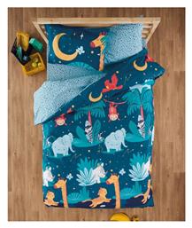 Tipu Σετ Παιδική Παπλωματοθήκη Μονή με Μαξιλαροθήκη Βαμβακερή Petrol, Ciel, Ochre, Terracotta 165x245εκ. Kentia