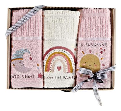 Σετ Βρεφικές Πετσέτες 3τμχ Arlekin 231 Ροζ Βάρους 360gr/m² Kentia