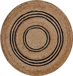 Yute Χαλί Στρογγυλό Καλοκαιρινό από Γιούτα 232 Beige / Black 120cm Kentia