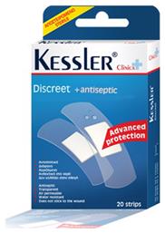 Clinica Discreet+ Antiseptic Aδιάβροχα και Αποστειρωμένα Αυτοκόλλητα Επιθέματα 20τμχ Kessler