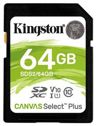 Canvas Select Plus SDXC 64GB Class 10 U1 V10 UHS-I Kingston