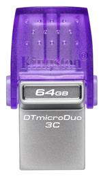 DataTraveler MicroDuo 3C 64GB USB 3.1 USB-A & USB-C Μωβ Kingston