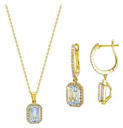 Σετ με Κολιέ & Σκουλαρίκια από Χρυσό 18K με Πέτρες Kiriakos Gofas