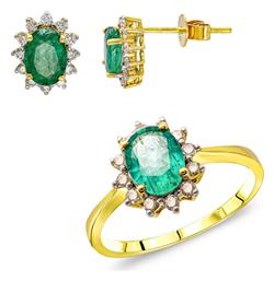 Σετ με Σκουλαρίκια & Δαχτυλίδι από Χρυσό 18K με Πέτρες Kiriakos Gofas