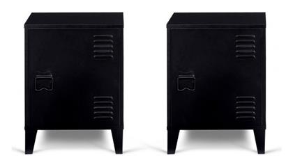 Κομοδίνα Ξύλινα με Μεταλλικά Πόδια Μαύρα 2τμχ 40x30x53cm 30130386 - Idomya