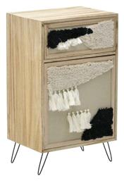 Κομοδίνο από Μασίφ Ξύλο Natural Mαύρο 37x28x66cm - Inart