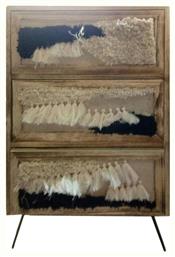 Κομοδίνο από Μασίφ Ξύλο Natural Mαύρο 37x38x60cm - Inart