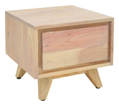 Κομοδίνο Emira από Μασίφ Ξύλο Μπεζ 40x40x35cm - Pakketo