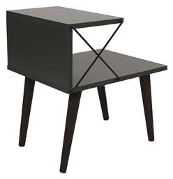 Κομοδίνο Gather Ξύλινο Ανθρακί / Καρυδί 50x40x55cm - Pakketo