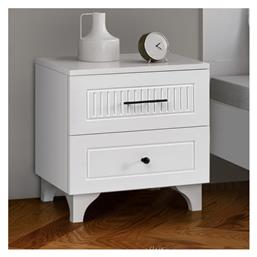 Κομοδίνο Jenna Ξύλινο Λευκό 45x42x55cm - Megapap