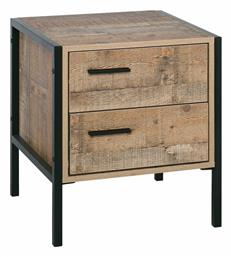 Κομοδίνο Pallet-W Ξύλινο με Μεταλλικά Πόδια Μαύρο / Antique Oak 44x40x50cm - Woodwell