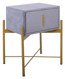 Κομοδίνο Velure με Υφασμάτινη Επένδυση Γκρι 51x40x65cm - Woodwell