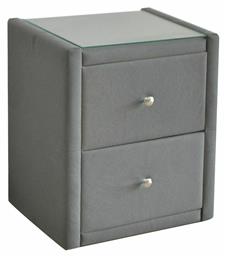 Κομοδίνο Wilton με Υφασμάτινη Επένδυση Γκρι 46x41x57cm - Woodwell