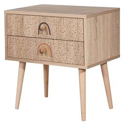 Κομοδίνο Ξύλινο Καφέ 60x40x61cm - Hanah Home