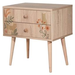 Κομοδίνο Ξύλινο Καφέ 60x40x61cm - Hanah Home