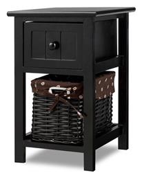 Κομοδίνο Ξύλινο Μαύρο 31x28x45cm - Costway