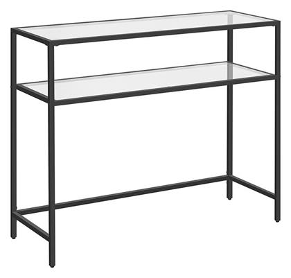 Κονσόλα Μεταλλική με Γυάλινη Επιφάνεια Μαύρη Μ100xΠ35xΥ80εκ. Vasagle