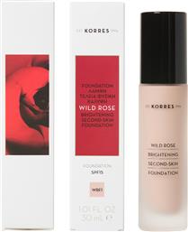 Korres Wild Rose Brightening Second-Skin Foundation SPF15 WRF1 30ml από το PharmaGoods