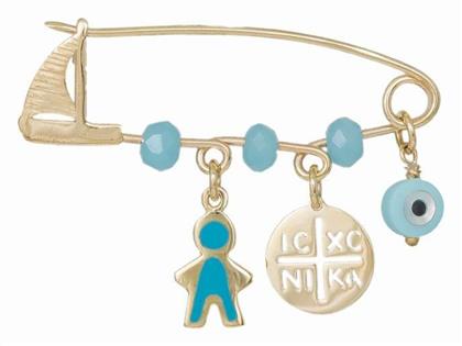 Παιδική Παραμάνα από Χρυσό 14K με Κωνσταντινάτο για Αγόρι Kosmima24