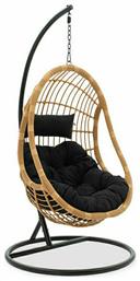 Κούνια Φωλιά με Βάση Lacie Rattan Φυσικό / Μαύρο Αντοχής έως 150kg Μ104xΠ125.5xΥ200cm - Pakketo