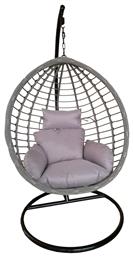 Κούνια Φωλιά με Βάση Valentine Rattan Γκρι / Μαύρο Μ100xΠ65xΥ110cm - ArteLibre