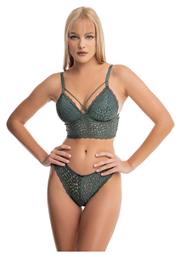 Δαντελένιο Σετ Εσωρούχων Bralette με Brazil Χακί Koza