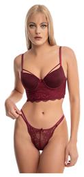 Δαντελένιο Σετ Εσωρούχων Bralette με Slip Μπορντό Koza