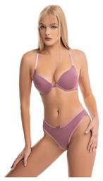 Δαντελένιο Σετ Εσωρούχων Σουτιέν με Slip Dark Pink Koza