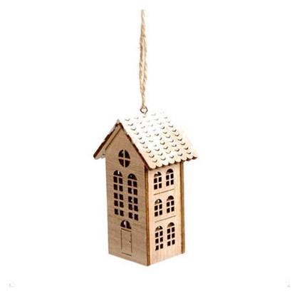 Κρεμαστό Στολίδι Σπιτάκι Ξύλινο 4,2x5,3x9εκ Msa 20-85-389 Σετ 2 Τεμάχια Υλικό Ξύλο Msa Decoration 20-85-389 - MSA