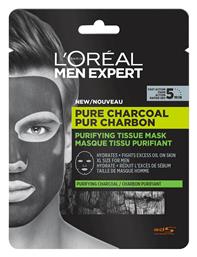 L'Oreal Paris Men Expert Pure Charcoal Purifying Μαύρη Μάσκα Προσώπου για Καθαρισμό 30gr - LOreal Paris