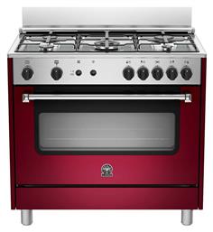 AMN96 5 G VI V Κουζίνα Φυσικού Αερίου 115lt με Εστίες Φυσικού Αερίου Π89.7εκ. Κόκκινη La Germania